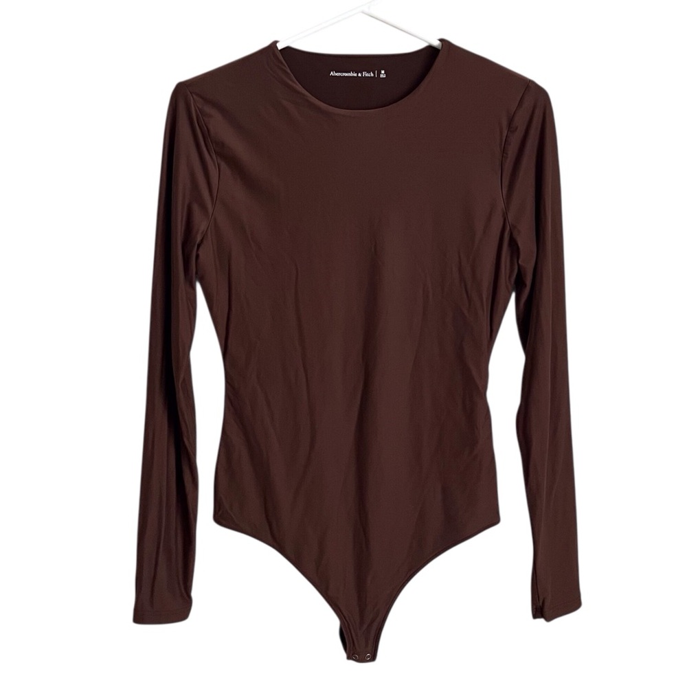 Abercrombie Brown Bodysuit Long Sleeve Crew Neck Soft Neutral Normcore Medium